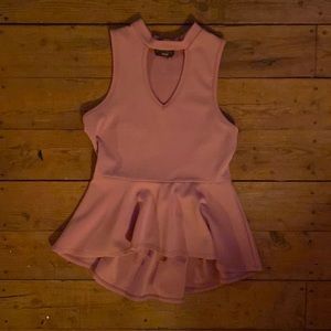 Light pink high-low blouse